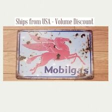Vintage Mobil Sign Mobil Gas Station Sign Mobilgas Exxon Metal Sign Tin Oil Art picture