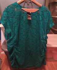 TORRID LACE TOP SHIRT Stretch Crew Neck Cinch Side Tee Fanfare Teal NWT  4X (26) picture