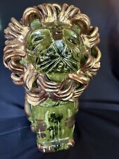 Raymor Bitossi Rare Green & Gold Ceramic Sitting Lion - Italian Pottery FLAWED picture