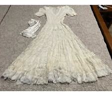 Jessica McClintock Small Ivory Bridal Prairie Dress Midi Lacy Lined 80s Vintage picture