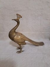 Vintage Brass Peacock Bird Decor 9 1/2