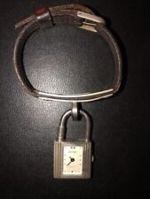HERMES Kelly Style Vintage Leather w/ Becora Quartz Silver Ladies RARE $1000 picture