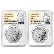 Presale - 2024 $1 Morgan and Peace Silver Dollar 2pc Set NGC MS70 FDI Morgan ... picture