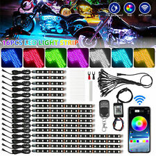 16Pcs RGB Bluetooth Motorcycle Led Light Kit Accent Glow Neon Strip App Control picture