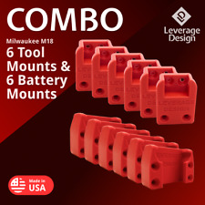 COMBO: 6 / 6 HEAVY DUTY Milwaukee M18 TOOL and Battery Holders Mount MADE IN USA picture