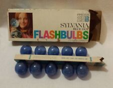 Vintage Sylvania Blue Dot Flashbulbs 10 Blue Bulbs Press 25B w/'60s Original Box picture