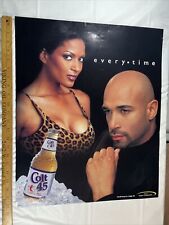 Colt 45 Beer Malt Liquor Poster Every Time Woman Man Cave 22”x18” RARE VTG picture