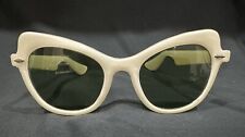 Vintage Protex NOS 1940’s 1950’s Lucite Cats Eye Sunglasses NOS Pearl White VTG picture