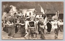 Postcard RPPC Mexico Tepoztlan Morelos Dancers Day Carnival Scary Costumes J4 picture