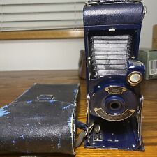 RARE Kodak Pocket No 1A Junior Blue 1929-32 Antique Bellows Camera W/ Case CLEAN picture