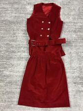 Ellen Tracy Skirt Vest Set 9 Red Velvet Vintage Union Made picture