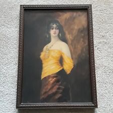 VTG Original Watercolor Portrait Sultry Spanish Woman Framed 1960s Mid Century picture