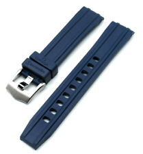 20mm Curved Blue Rubber Silicone Strap for 41mm Omega Seamaster PRO CVZ015753 picture