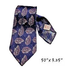 Vintage 50's Linde Tie Mens Purple Shimmer Leaves California MCM Necktie USA picture