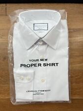 Charles Tyrwhitt Men's Extra Slim Fit Non-Iron Poplin Shirt White 15.5/34 picture