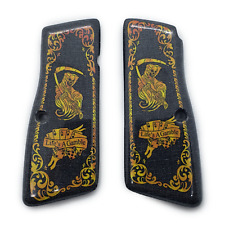 Custom Browning Hi power Grips Art Grips Grim Reaper Gold Browning Grips picture