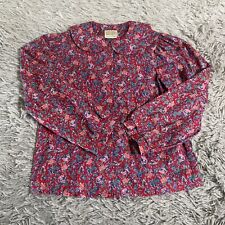 VTG Laura Ashley Cottage Core Floral Top Girls 9-10 Red Prairie Long Sleeve picture