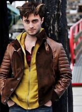Horns Daniel Radcliffe Igantius Ig Perrish Mens Real Suede Leather Biker Jacket picture