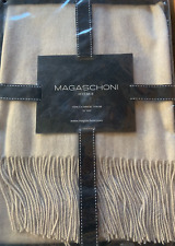 100% Cashmere Luxury Throw Blanket Oatmeal Heather MAGASCHONI SZ (50x60) $298 picture