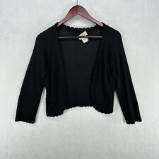 Vintage Talbots Cardigan Womens Small Black Crochet Knit Crop Bolero 90s Y2K picture
