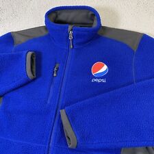 Pepsi Fleece Jacket Mens Large Eddie Bauer Full Zip Pockets Mock Neck Blue picture