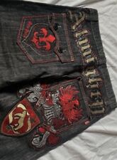 Y2k Baggy Black Grunge embroidered Jeans 34x32 picture