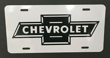 White Chevrolet license tag plate black retro Chevy bow tie  picture