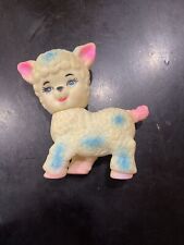 Vintage Stahlwood Rubber Lamb Squeaky Toy White Pink Blue Squeal Works Taiwan picture