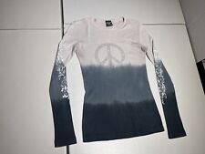 Sledge USA Shirt Women's XL Tye Dye Peace Sign Stone Stretch Top Grunge VTG Y2K picture