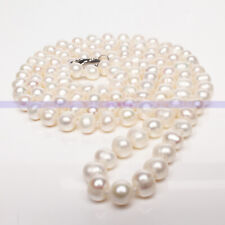 Genuine Natural White Pearl Necklace Long 35 inch 2 Layer picture