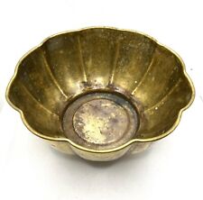 Vintage Solid Brass Bowl Large Scalloped Made In India  picture