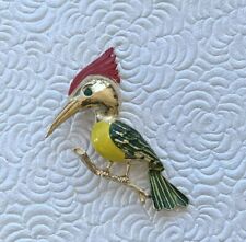 Vintage Gerry’s woodpecker brooch enamel on metal picture