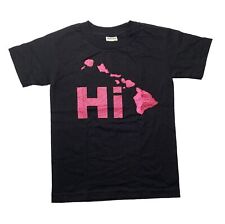 HI Hawaii Hawaiian Islands Girl S Black Pink Short Sleeve Cotton Tee picture