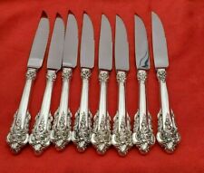 Set of 8 Grande Baroque by Wallace Sterling Serrated Steak Knives Custom Made picture