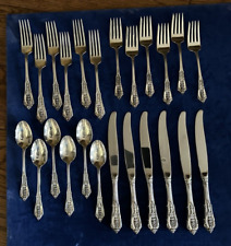 Wallace ROSE POINT Sterling Silver 6 Four Piece Place Settings 24 Pieces No Mono picture