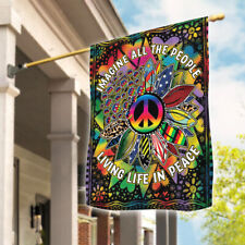 Imagine All The People Living Life In Peace Flag, Hippie Peace Sunflower Flag picture
