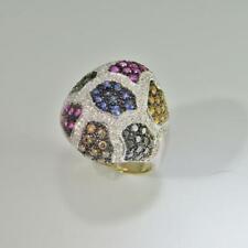 Gorgeous Multi-Color Round Shape Multi Stones 4.61ctw & White CZ Pave Set Ring picture