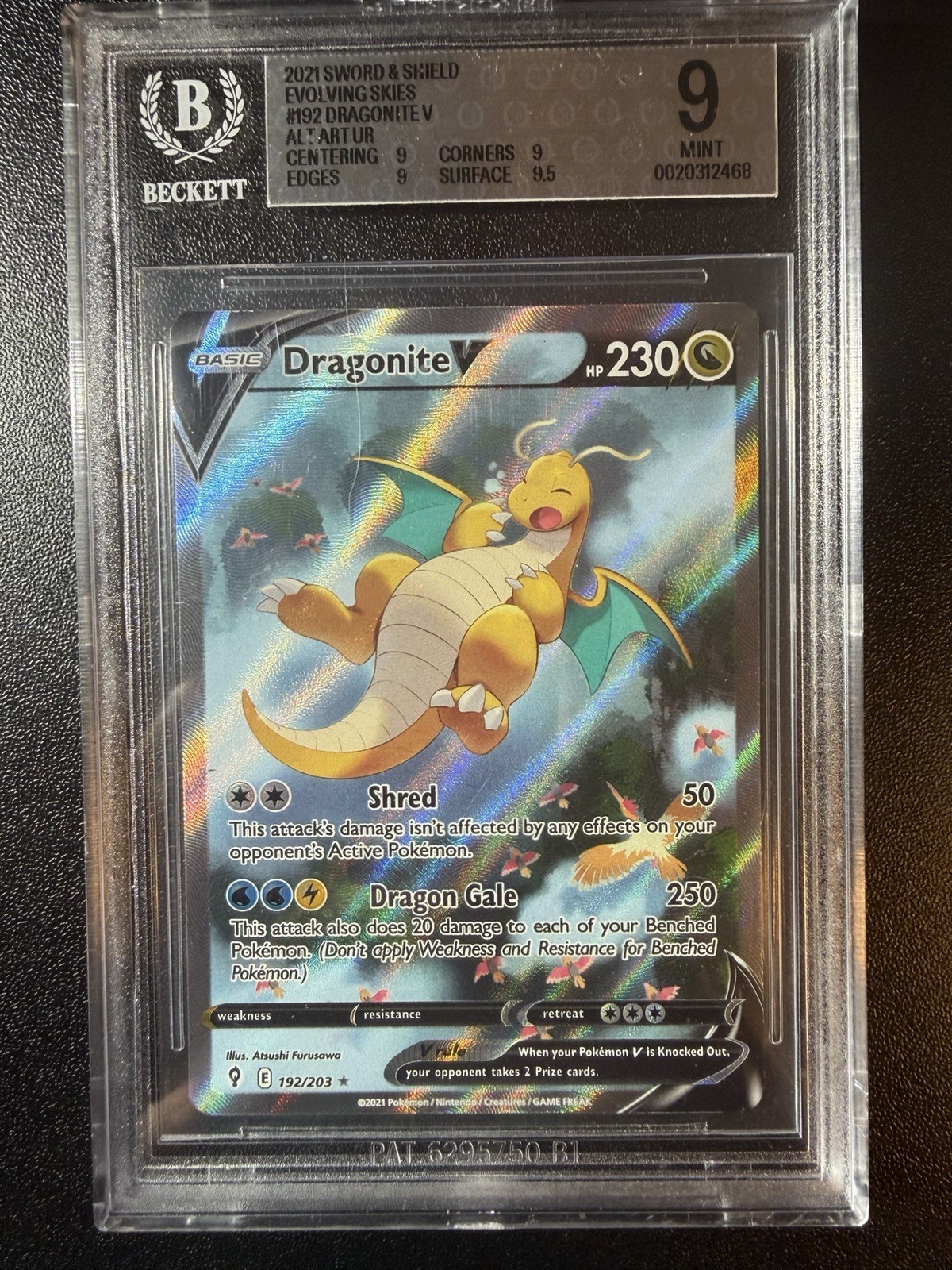 Pokemon Dragonite V Alternate Full Art 192/203 Evolving Skies Holo