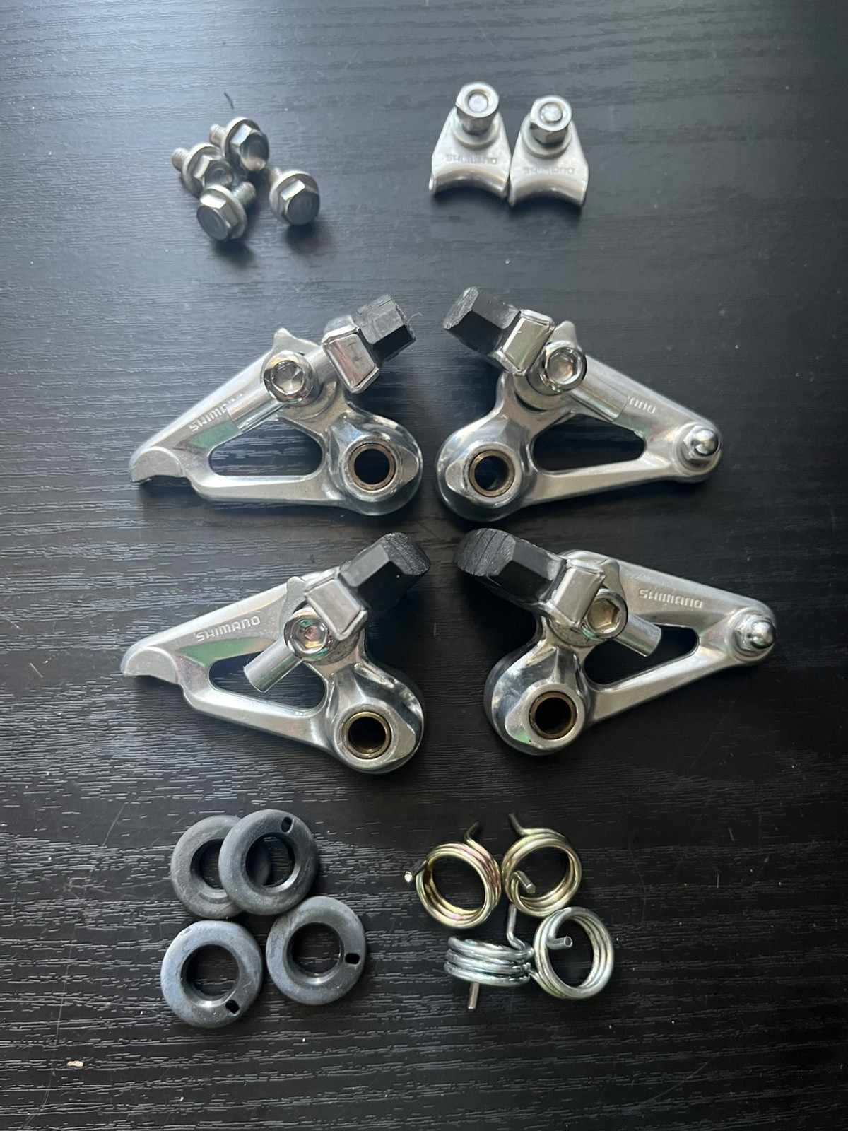 Vintage Shimano BR-AT50 Cantilever Brakes Set Silver 80s includes cable hangers Vintage Shimano BR-AT50 Cantilever Brakes Set Silver 80s includes cable hangers