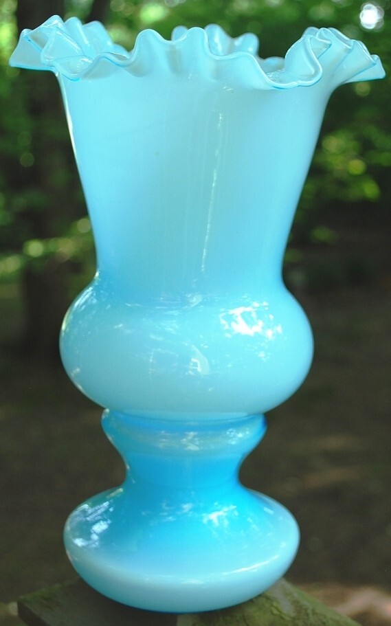 VERY RARE Vtg Fenton BLUE OVERLAY Huge 11\