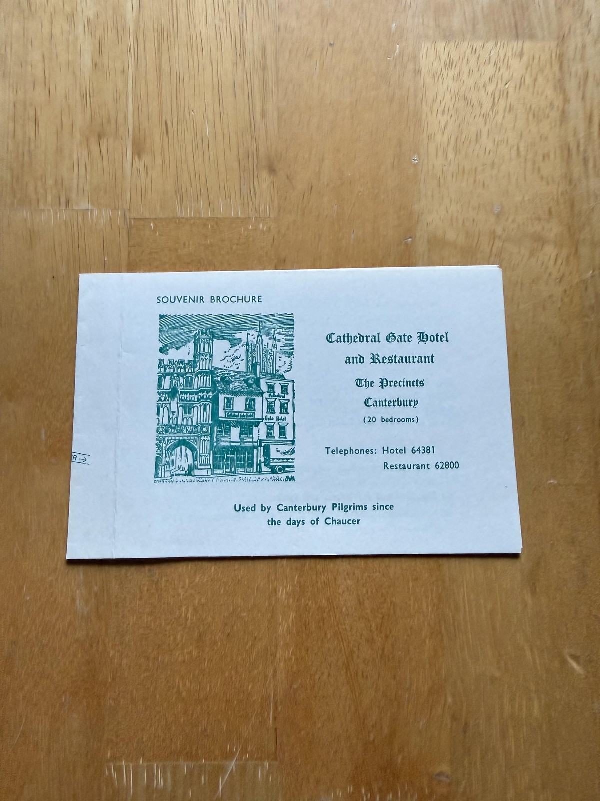 Vintage Cathedral Gate Hotel Souvenir Brochure Map Canterbury Kent England UK