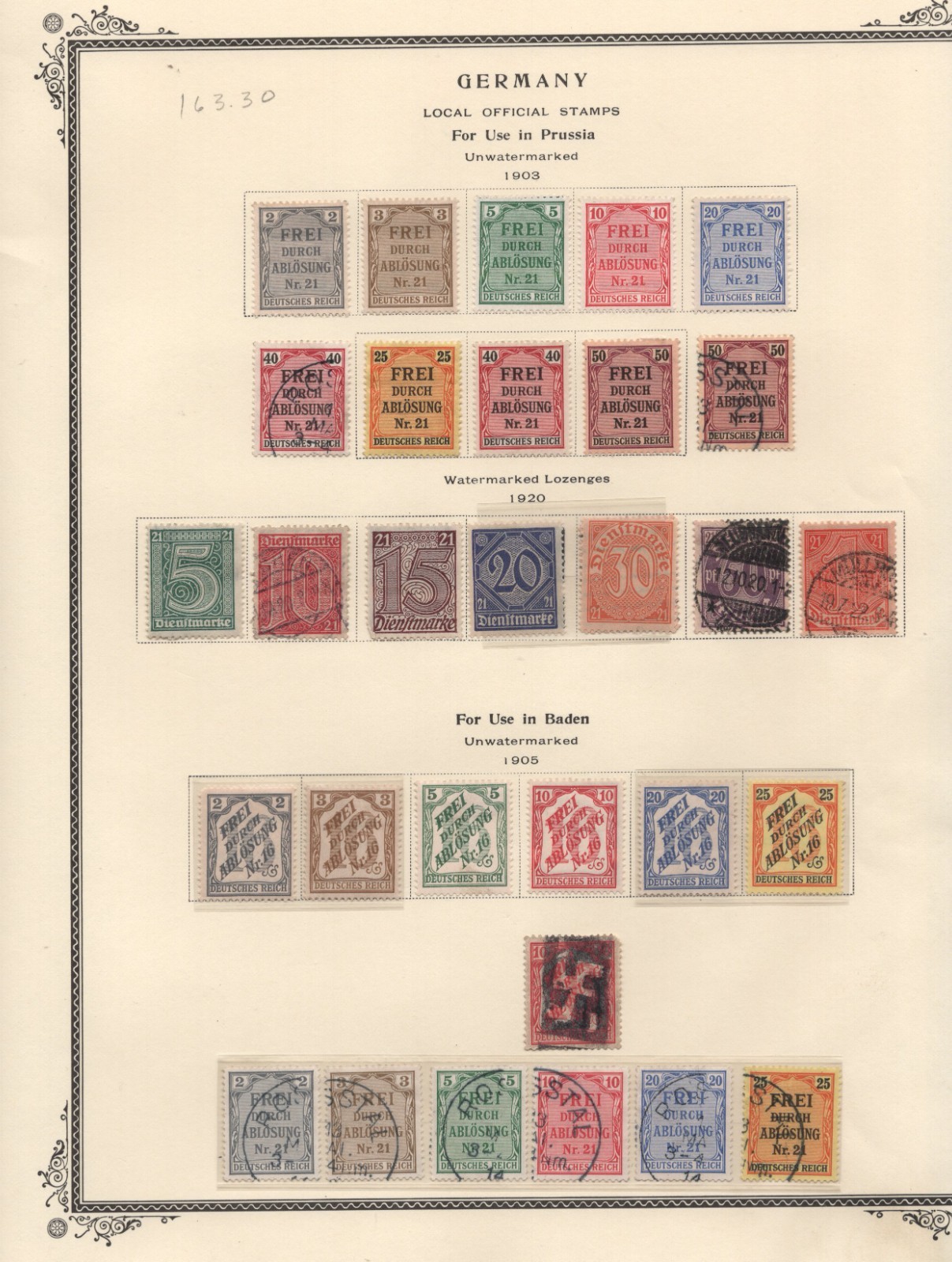 Germany 1903-1939 Collection On 7 Scott Album Pages Officials, Local Offices