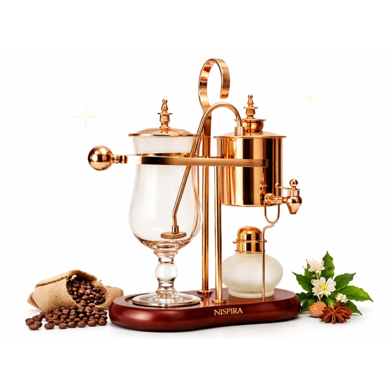Vintage Belgian Balance Syphon Coffee Maker Copper Manual Vacuum Brewer