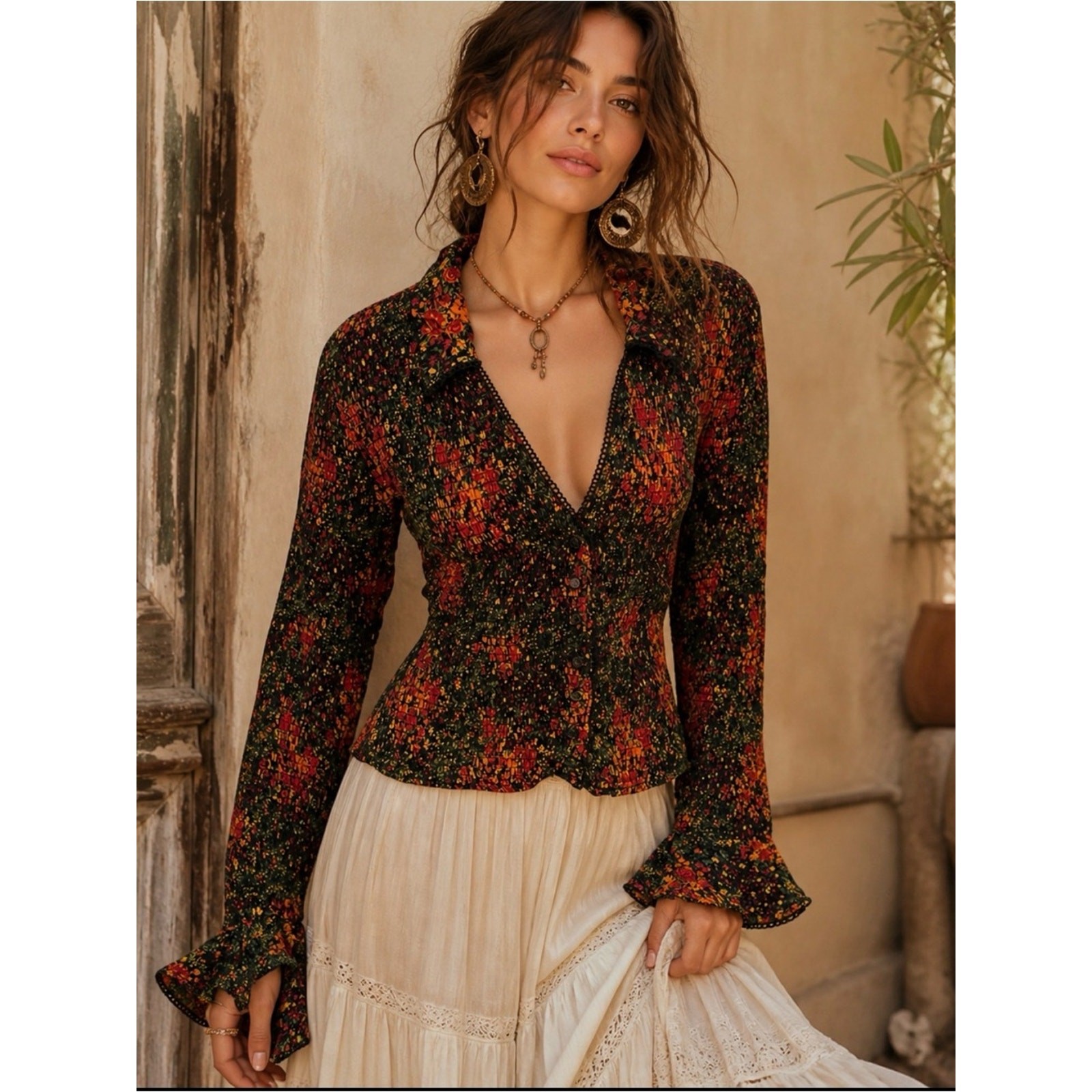 Free People - Multicolor Floral Blouse Free People - Multicolor Floral Blouse