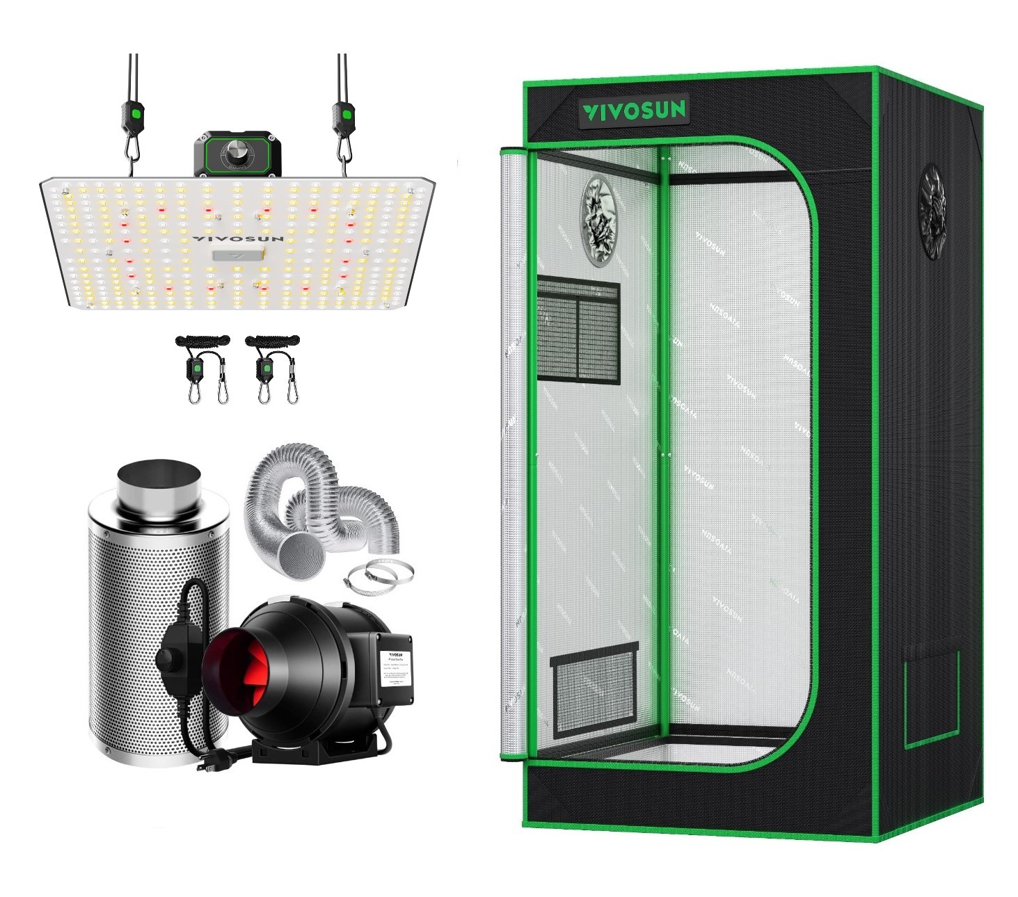 VIVOSUN 2X2ft Indoor Grow Tent & 100W Update LED Grow Light & 4\