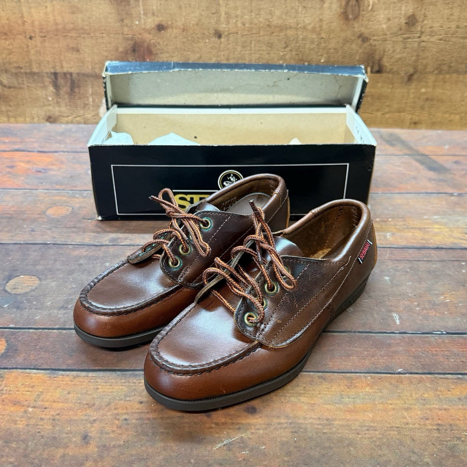 Sebago Campsides Leather Lace Up Boat Shoes 5.5 -Brown