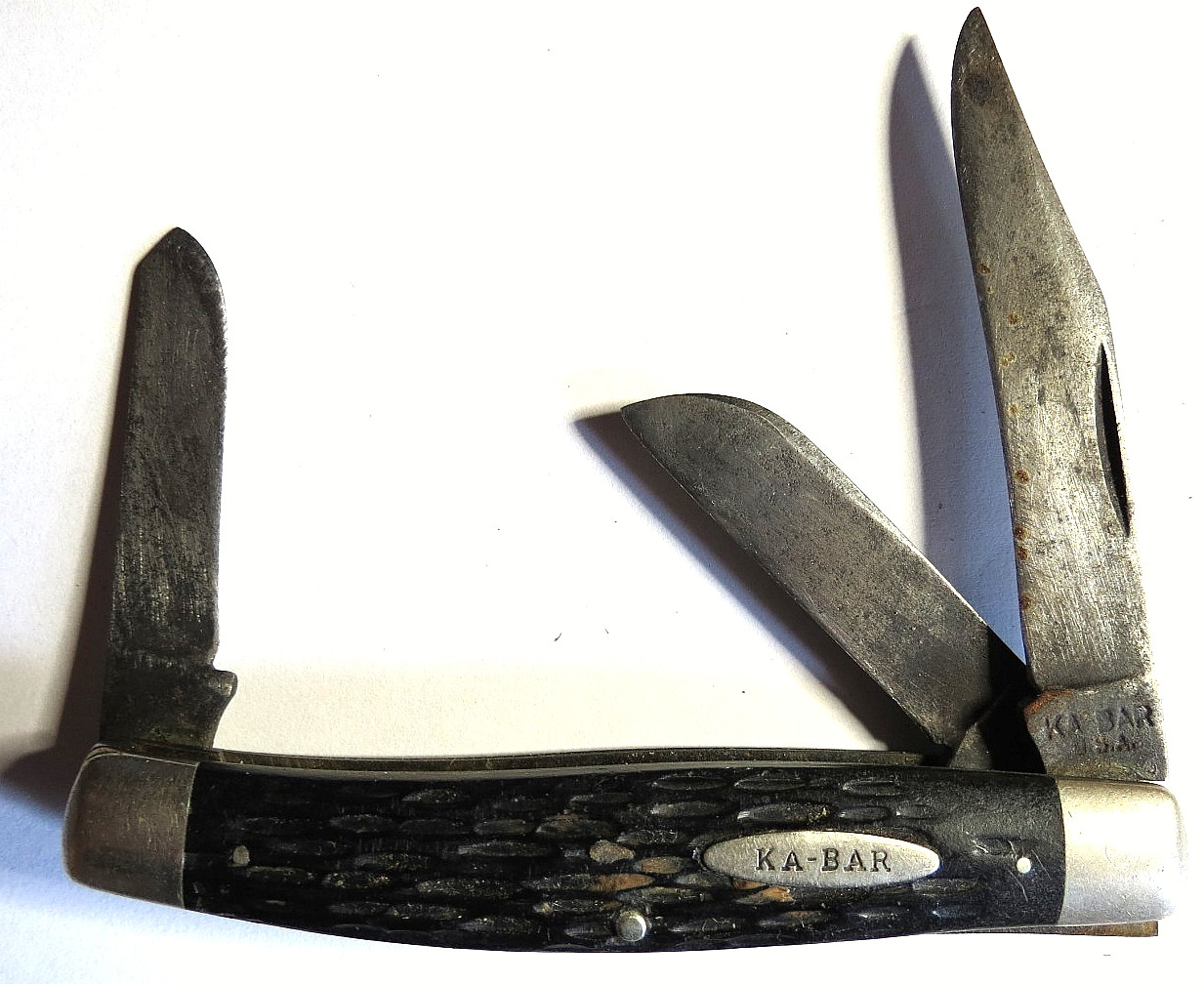 VTG 1940\'S KA-BAR USA 3-BLADES FOLDING POCKET KNIFE 4\