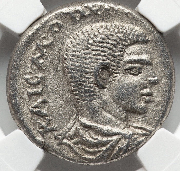 Diadumenian 218 AD NGC, Silver Tetradrachm Roman Empire Coin, VERY SHORT REIGN