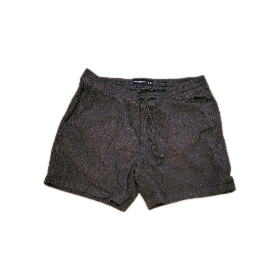Abercrombie & Fitch Men\'s Large Gray Black Shorts W Many Pockets & Drawstring