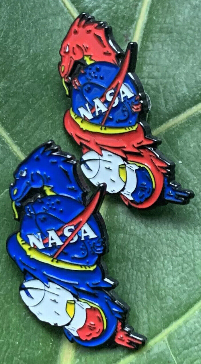 SpaceX Double Dragons CREW-1 NASA Mission Launch Enamel Pin 2 Piece Set RARE